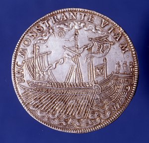 Ducat de Vincenzo Gonzaga (Vincent Gonzague) (1562 - 1612), hertug af Mantua, der repræsenterer en kabys. af Unknown artist