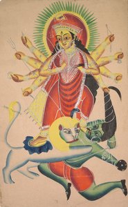 Durga dræber Dæmonen Mahisha af Unknown artist