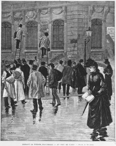 I valgperioden i Paris; plakatklistermærker under valget den 27. januar 1889, kulminerende i bagerkampagnen - Musee Carnavalet. af Unknown artist