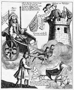 Hollandsk satiretryk mod John Law (1671-1729), om Mississippi-sagen af Unknown artist