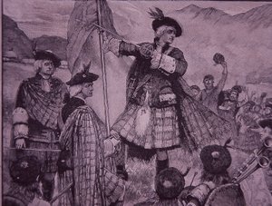 Jarl af Mar hæver jakobiternes standard i 1715 (gravering) af Unknown artist