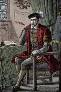 Edward VI skriver sin Journal - Kong Edward VI (1537-1553) skriver sin Journal af Unknown artist