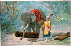 Elephant and Cornac, reklamer for "" Suchard", v. 1895 af Unknown artist