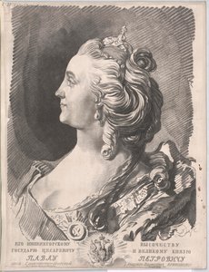Kejserinde af Rusland Katarina II (print) af Unknown artist