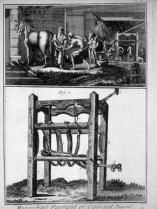 Gravering, der forestiller beslagsmeden fra det 18. århundrede. af Unknown artist