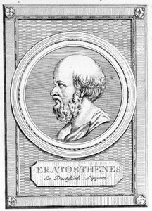 Eratosthenes (275 f.Kr. - 195 f.Kr.) matematiker, astronom geograf og digter. Portræt af bagefter: "Galleri over de gamle grækere og romere", bd. II. Poschiavo 1784. af Unknown artist