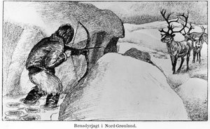 Eskimo hunting game with a bow - Ervin Astrup, North Blandt Polens Naboer Kistriana af Unknown artist
