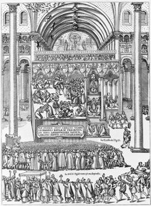 Eksorcisme af en kvinde besat i Vor Frue af Laons kirke, 8. februar af Unknown artist