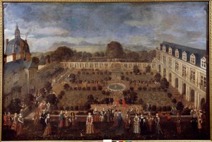 Fest ved hertugpaladset i 1673 for opholdet af kong Ludvig XIV og hans hof. Anonymt maleri af Unknown artist