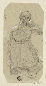 Knælende kvindefigur, set bagfra af Unknown artist