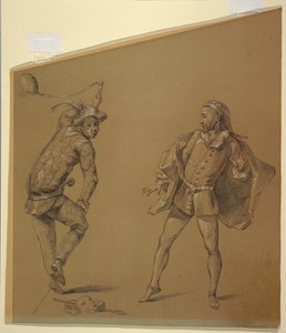 Figurstudier til et design af et clavichord-omslag af Unknown artist