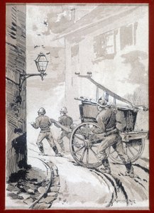 Brandmænd: postens afgang - grav., n.d. af Unknown artist