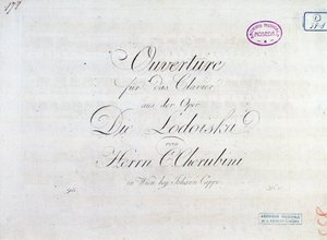 Første side med partitur af ouverture for pianoforte fra operaen "" Lodoiska"" af Luigi Cherubini af Unknown artist