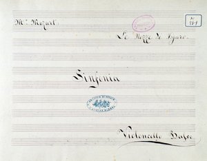 Første side partitur til celloen i Le nozze di Figaro, opera af Mozart (1800-tallet) af Unknown artist