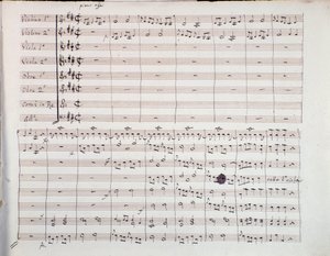 Første side af partituret til den sjette symfoni af Luigi Boccherini af Unknown artist