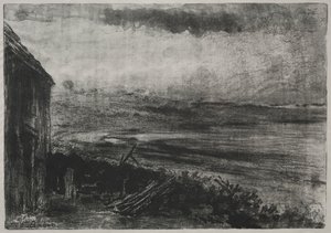 Fiskerhus med stråtækt af Unknown artist