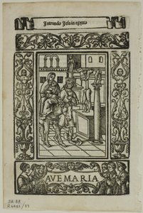 Flyv til Egypten fra Rosario della V. Maria af Castellanus, plade 89 fra træsnit fra Books of the XVI Century af Unknown artist