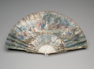 Folding fan with a pastoral scene, c.1740s-50sdani af Unknown artist