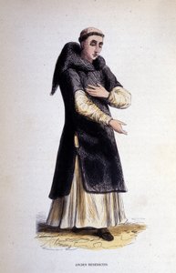 Tidligere Benediktiner. Gravering fra et album om religiøse ordrer, Paris af Unknown artist