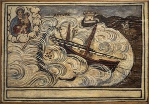 Tidligere voto (ex voto) sømand, populært tilbud som løfte om hengivenhed og taknemmelighed fra sømanden, der overlever til farerne ved havet, der kommer fra kirken Carmine, Torre del Greco, nær Napoli, Italien fra det 19. århundrede af Unknown artist