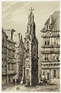 Fontænetårn i den gamle by af Unknown artist