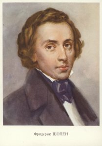 Frederic Chopin, polsk komponist og pianist (farvelitografi) af Unknown artist