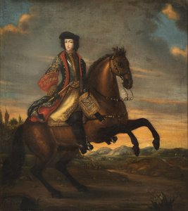 Frederic IV de Holstein Gottorp a cheval - Portræt af Frederik IV (1671-1702), hertug af Holstein-Gottorp til hest, Anonym . Olie på lærred af Unknown artist
