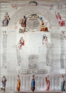 Franske revolution: national kalender beregnet for tredive år fra 31/12/1792. Gravering 1792 Paris, Musee Carnavalet af Unknown artist