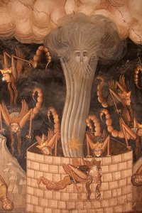 Fresko i kirken i Koutloumousiou-klosteret, Athos-bjerget, Grækenland, 2006 (foto) af Unknown artist