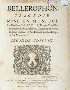 Frontispice af "" Bellerophon "" Lyrique-tragedie i fem akter med en prolog af Jean Baptiste Lully (Giovanni Battista Lulli) (Jean-Baptiste) (1632-1687). 1714. af Unknown artist