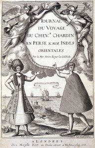 Frontispice af "" Dagbog om ridder Chardins rejse, Persien og Østindien, ved Sortehavet og Colchide""" af Unknown artist