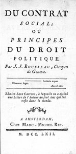 Frontispice of the Social Contract or Principles of Political Law af Jean Jacques Rousseau (1712-1778), trykt i Amsterdam i 1762 af Unknown artist