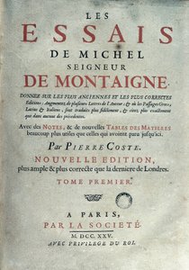 Frontispice af "" Les essays "" af den franske forfatter og humanist Michel de Montaigne (1533-1592). 1725 Barcelona. Biblioteca de Catalunya af Unknown artist