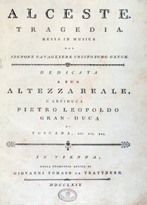 Frontispice af nodeblad af Alceste, opera af C. W. Gluck af Unknown artist