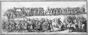 Begravelse af en pave i det 18. århundrede: begravelseskonvojen. af Unknown artist