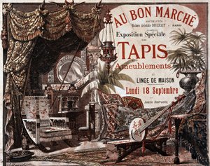 Møbler og møbeltæpper - reklame for butikken "" Le bon marche"", slutningen af det 19. århundrede. af Unknown artist
