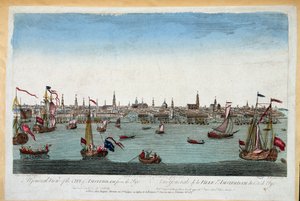 Generel udsigt over Amsterdam taget fra havet 1700-tallet (gravering) af Unknown artist