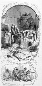 Gilles de Rais (Retz ou Rays) (1404-1440) i situation: troldmændene købte for deres magiske operationer dødfødte børn (1400-tallet) - gravering, n.d. af Unknown artist