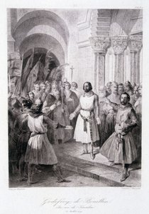 Godefroi af Bouillon valgt til konge af Jerusalem den 23. juli af Unknown artist