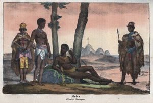 Gonqui Hottentots of the Cape - gravering fra "" Skikke og traditioner for alle folk i universet. Det vil sige historien om regeringen, lovene, militsen, om alle nationers religion fra de fjerneste tider til i dag "1856 af Unknown artist