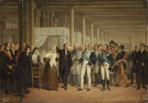 Guillaume Dupuytren (1777-1835), på Hôtel-Dieu, præsenterer Charles X for en øjenoperation, ca. 1825 (olie på lærred) af Unknown artist