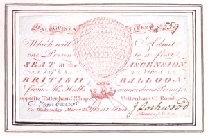 Halvguinea-billet til ballonopstigning på Tottenham Court Road, London, den 23. marts 1785 af Unknown artist