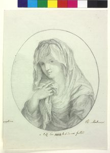 Halv længde af en ung kvinde med lagen om hovedet Dame med slør vestalinde af Unknown artist