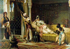 Harem. 1800-tallets kromolitografi. af Unknown artist
