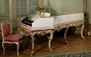 Cembalo af den østrigske komponist Wolfgang Amadeus Mozart (1756-1791) (cembalo af den østrigske komponist Mozart) Prag fra det 18. århundrede, Mozarts museum af Unknown artist