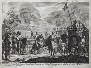 Henri, greve af Brederode (Hendrik Graaf van Brederode) (1531-1568), forlader Antwerpen (Holland, Holland), kommer til fronten af Vilhelm I af Orange-Nassau (Orange Nassau), Prins af Orange (eller Guillaume Taciturn) af Unknown artist