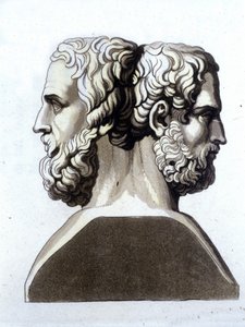 Herodot (484 f.Kr. - 425 f.Kr.), græsk historiker og Thucicid (ca. 465 e.Kr. 395 f.Kr.), græsk historiker. af Unknown artist