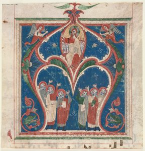 Historikert initial (A) Udskåret fra et antifonium: Kristus i majestæt med profeter af Unknown artist