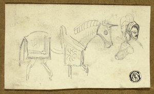 Hest og mand i rustning af Unknown artist