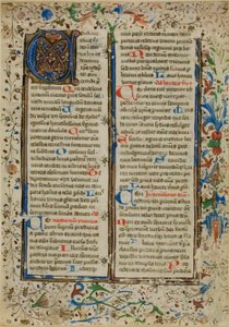 Illumineret initial "A" fra et psalter eller breviarium af Unknown artist